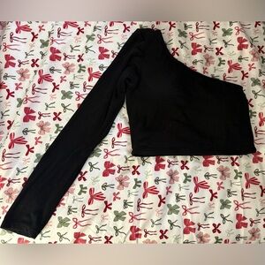 Klassy Network Black One-Shoulder Crop Top